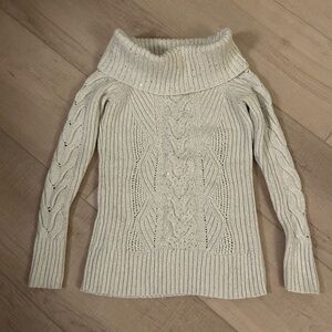 White House Black Market Cream Cowl Neck Sweater